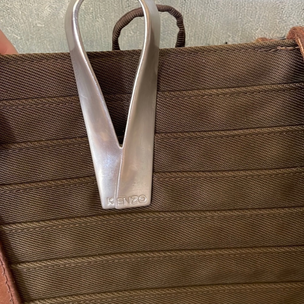 Chic KENZO Italy Brown Pagodon Cotton Tote - Picture 4 of 13